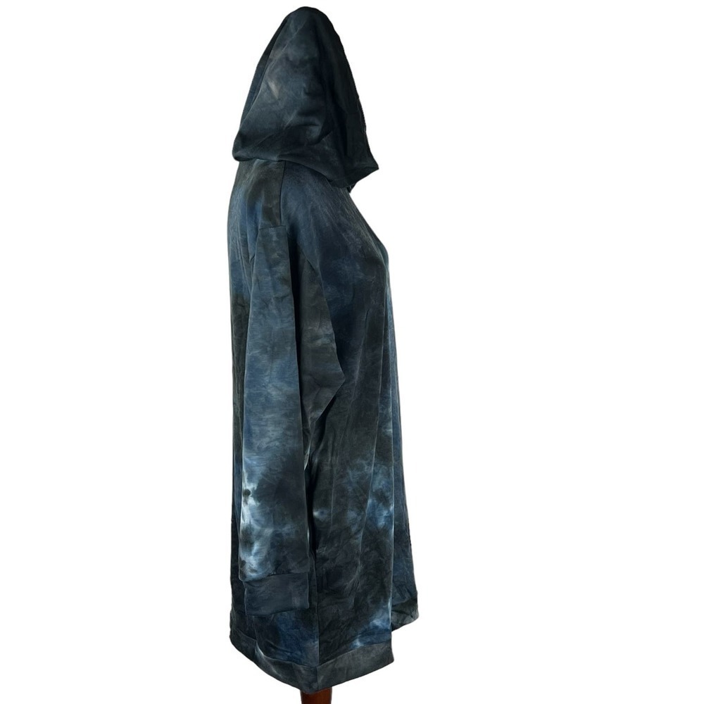 FRAICHE BY J TIE DYE LONG SLEEVE HOODIE MINI DRESS IN BLUE NWT WOMEN'S SMALL - Picture 11 of 16